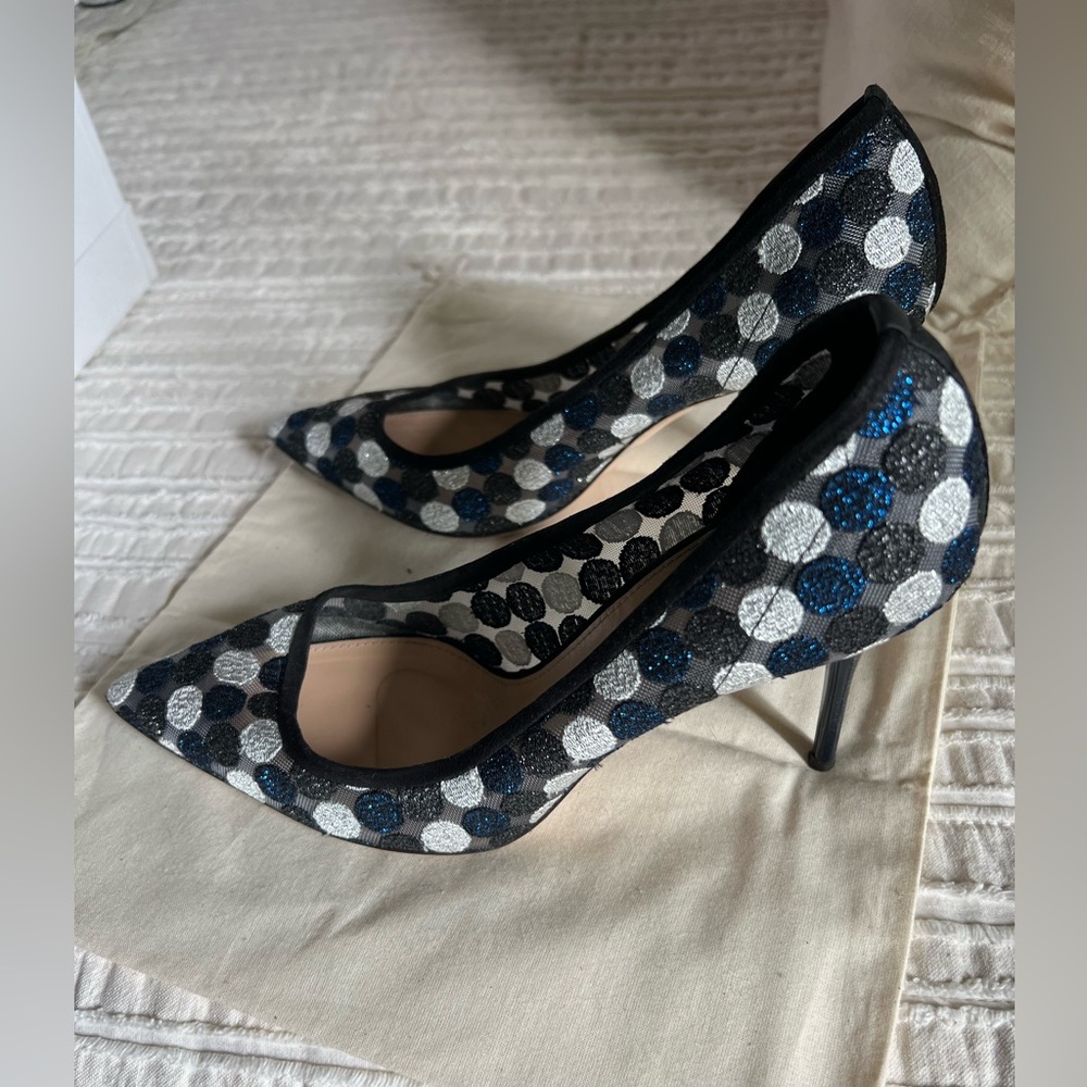 J. Crew Collection Elsie Polka Dot Mesh Heels size 8